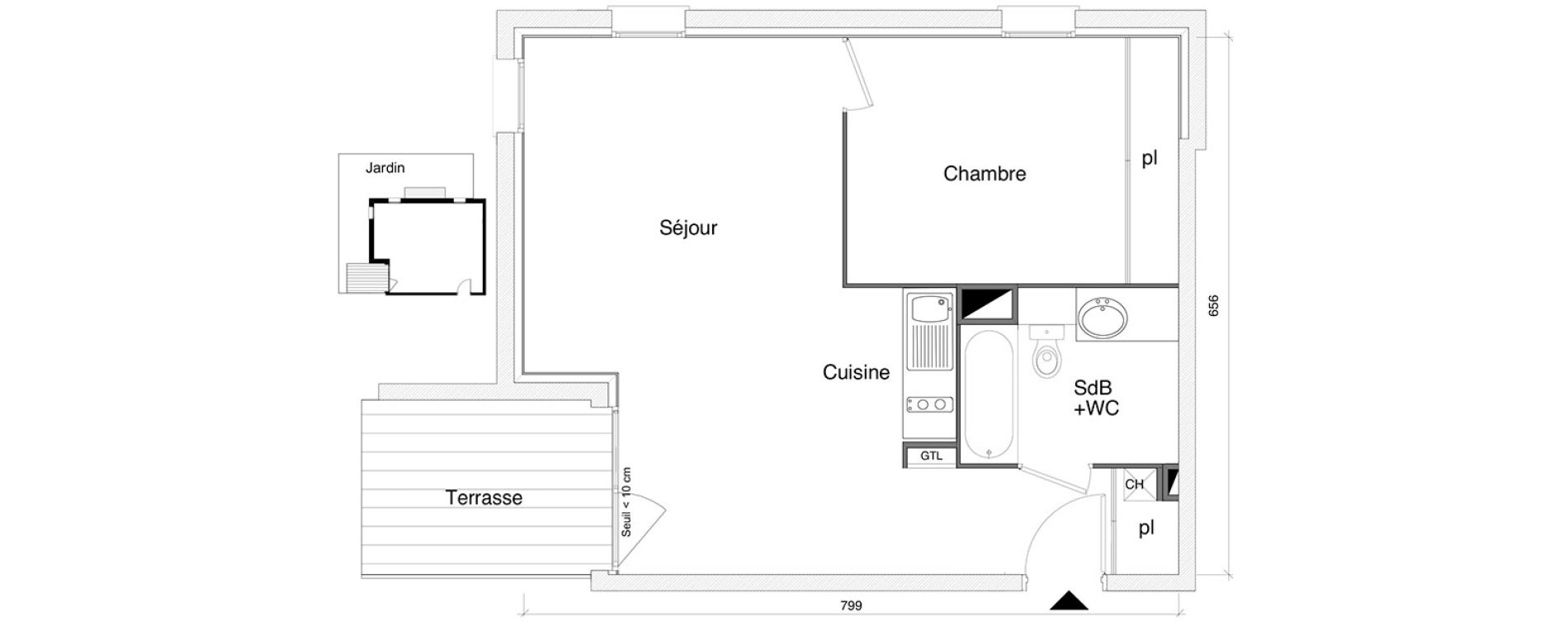 Appartement T2 de 48,30 m2 à Saint-Alban Centre