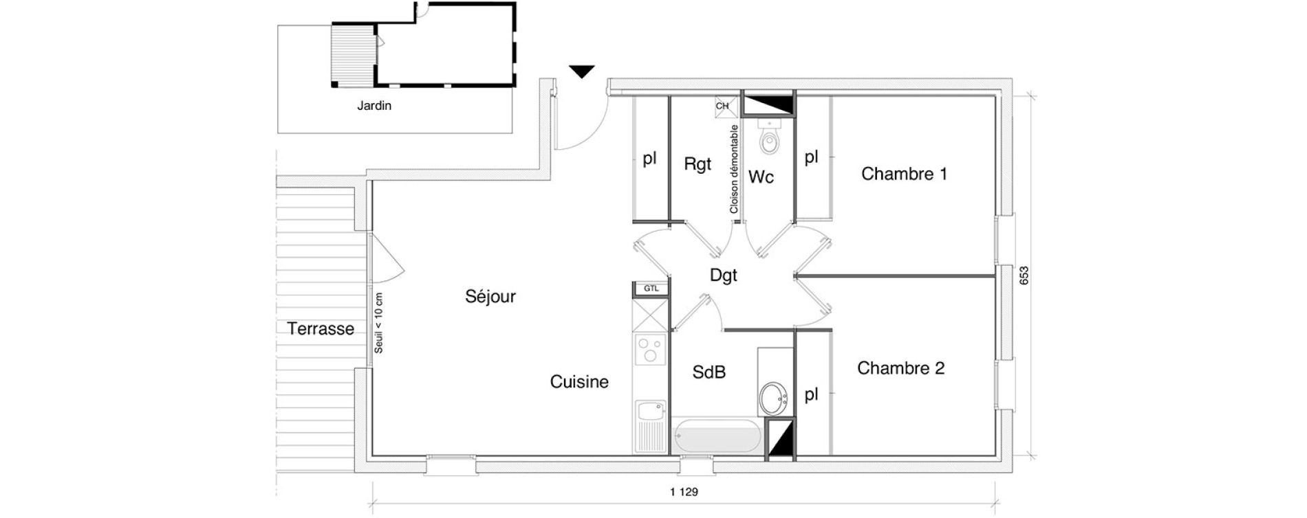Appartement T3 de 66,60 m2 &agrave; Saint-Alban Centre