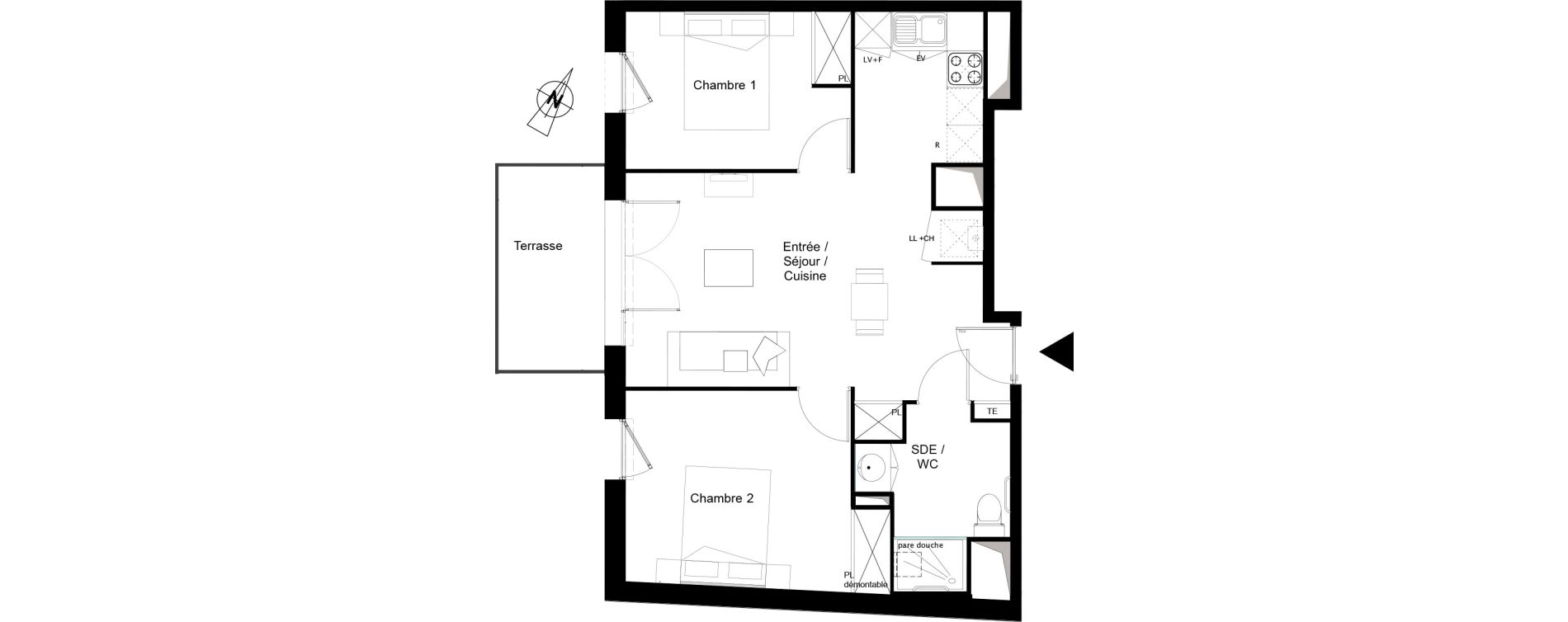 Appartement T3 de 55,29 m2 &agrave; Saint-Alban Centre