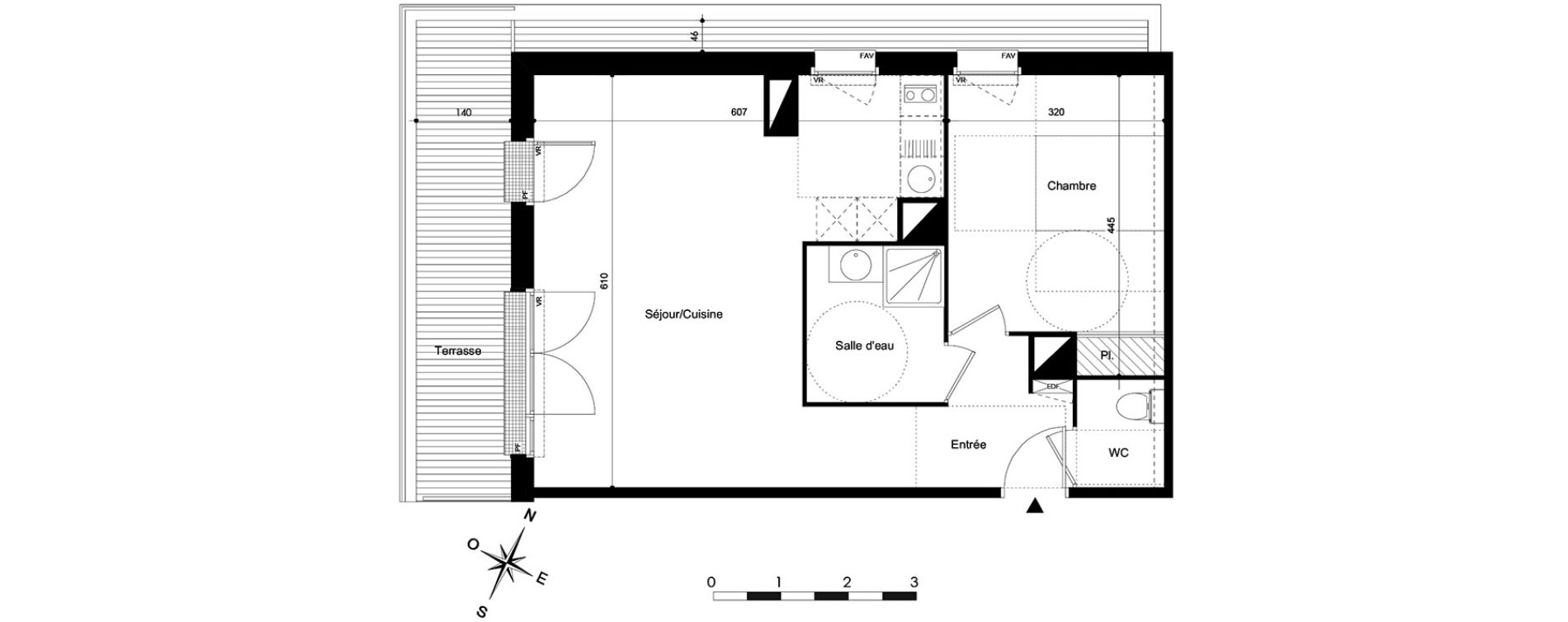 Appartement T2 de 53,29 m2 &agrave; Saint-Jean Centre