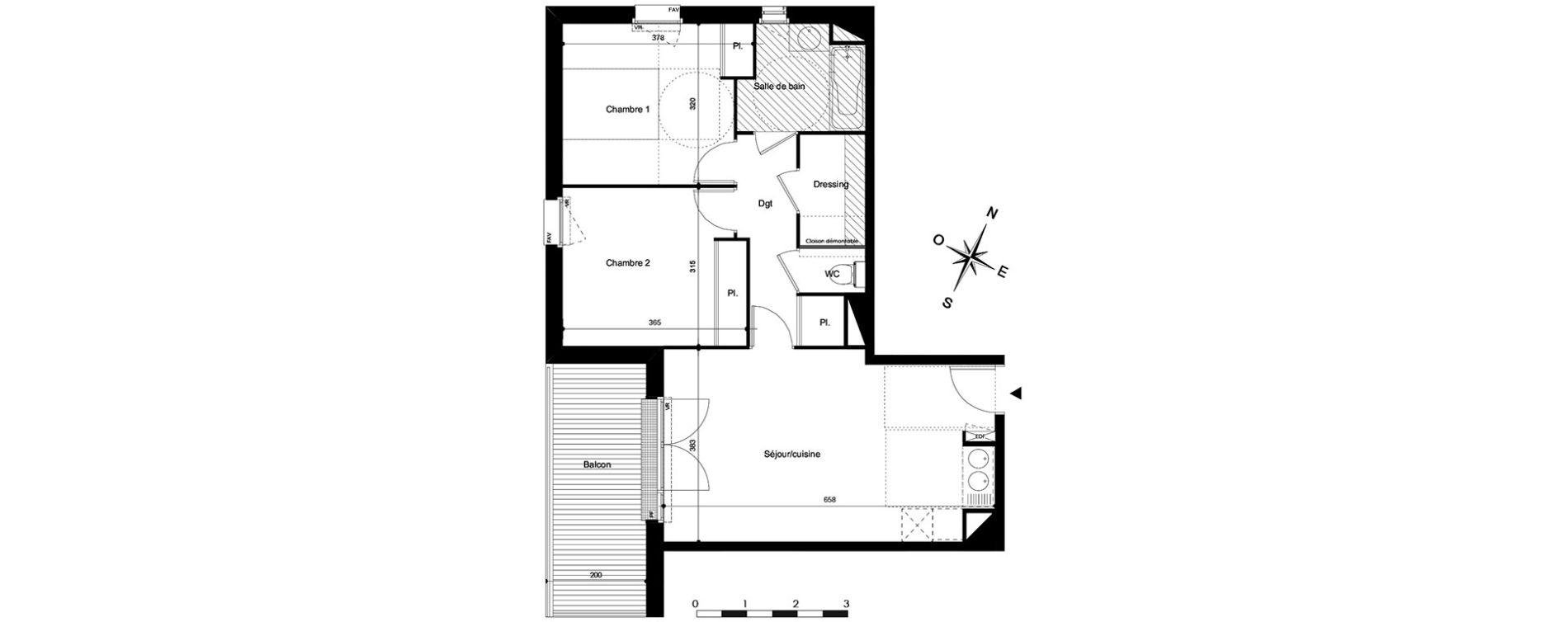 Appartement T3 de 60,50 m2 &agrave; Saint-Jean Centre