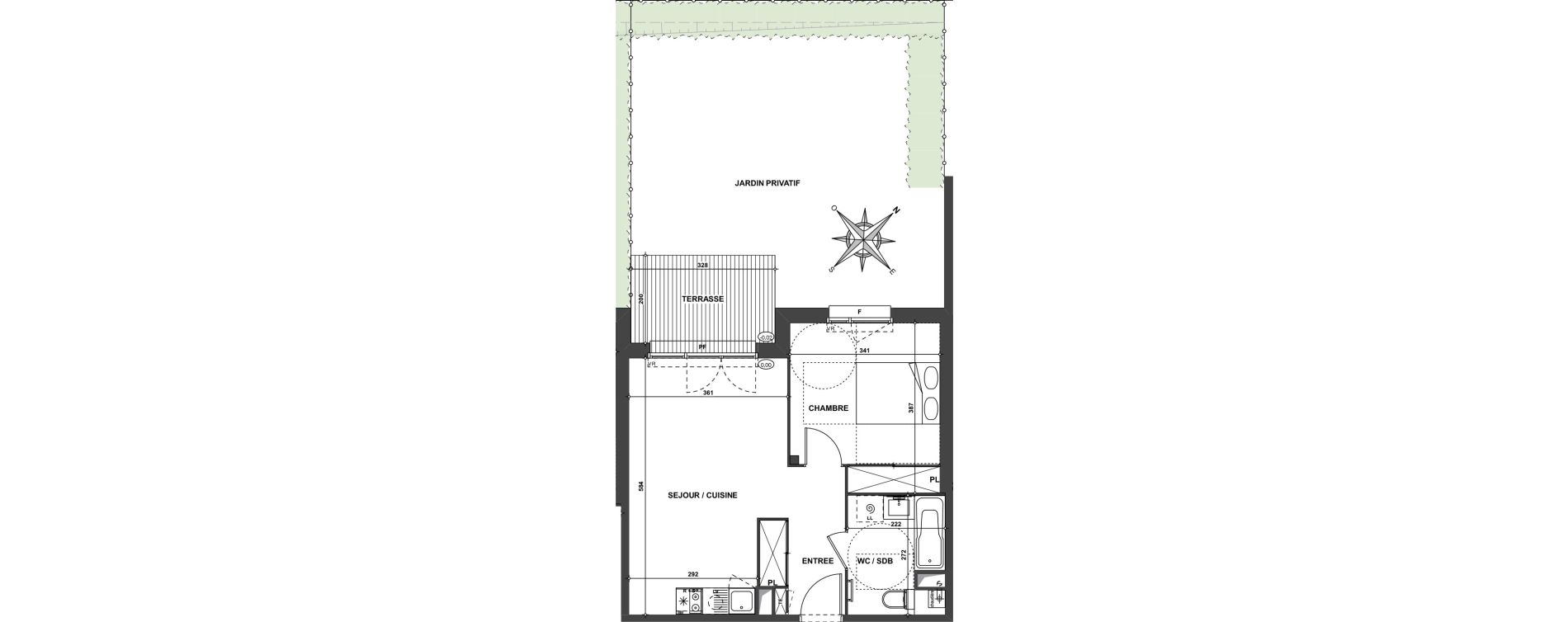 Appartement T2 de 42,50 m2 &agrave; Saint-Jean Centre