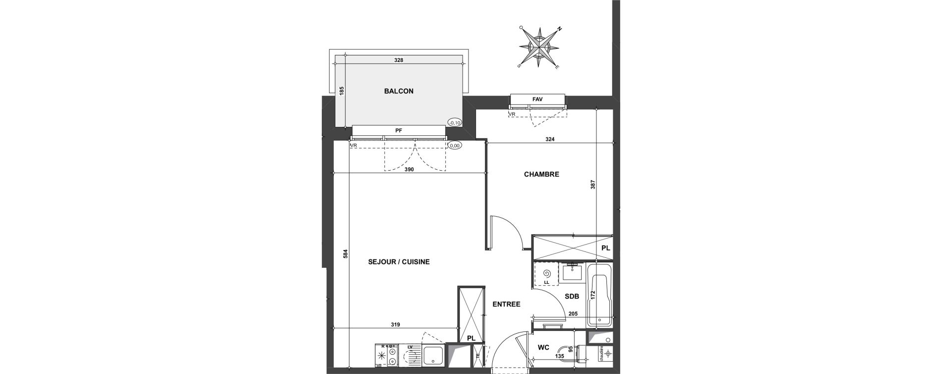 Appartement T2 de 43,20 m2 &agrave; Saint-Jean Centre
