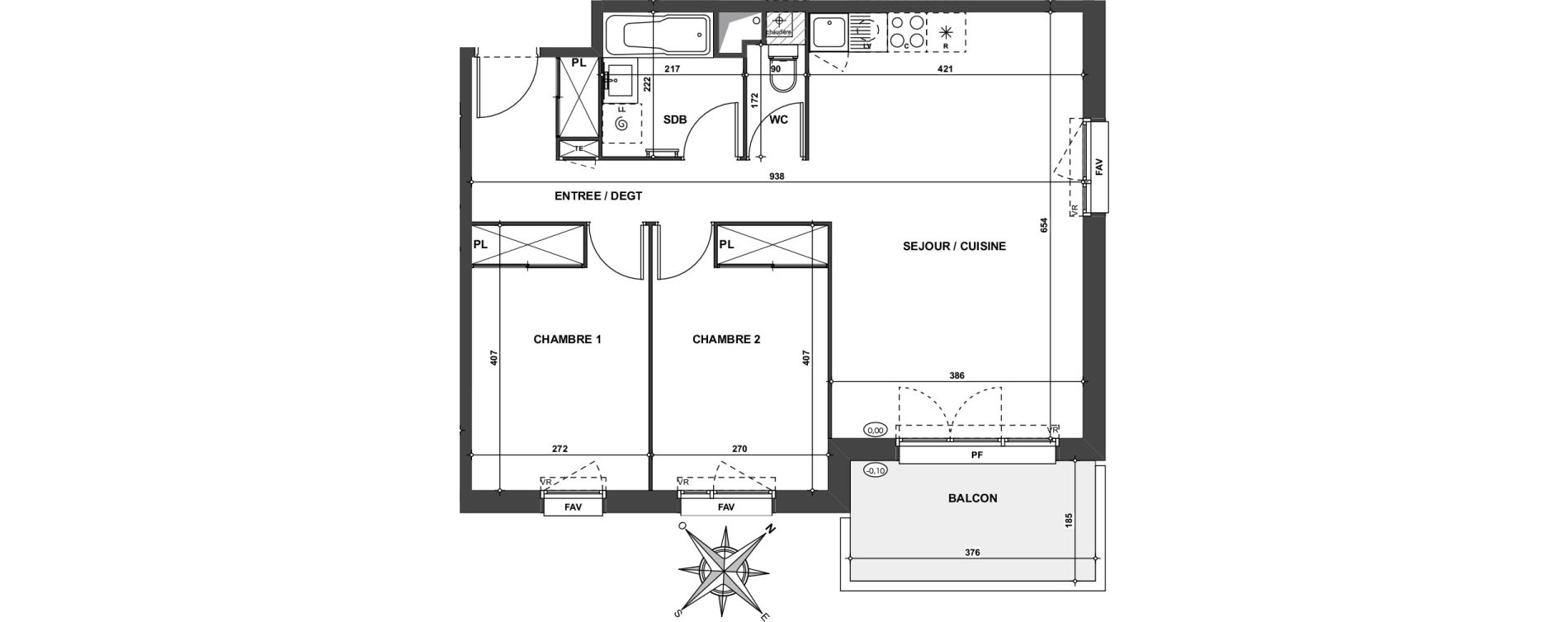 Appartement T3 de 62,50 m2 &agrave; Saint-Jean Centre