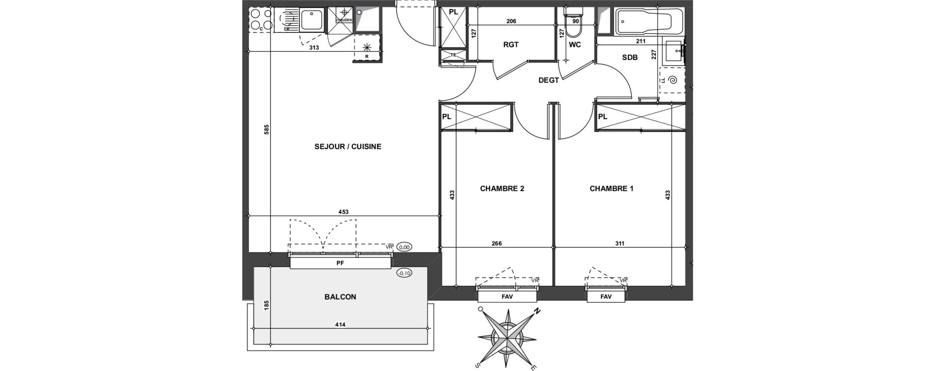 Appartement T3 de 63,20 m2 &agrave; Saint-Jean Centre