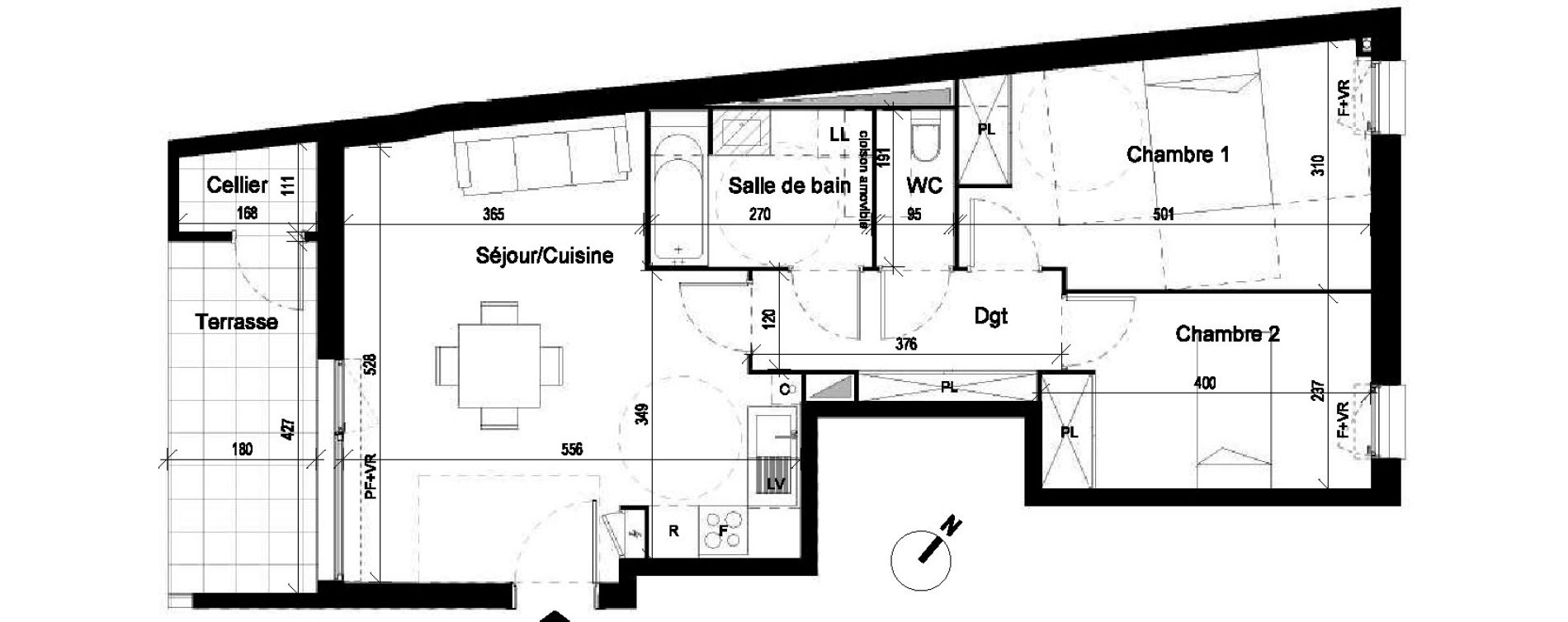 Appartement T3 de 59,42 m2 &agrave; Saint-Jory Centre