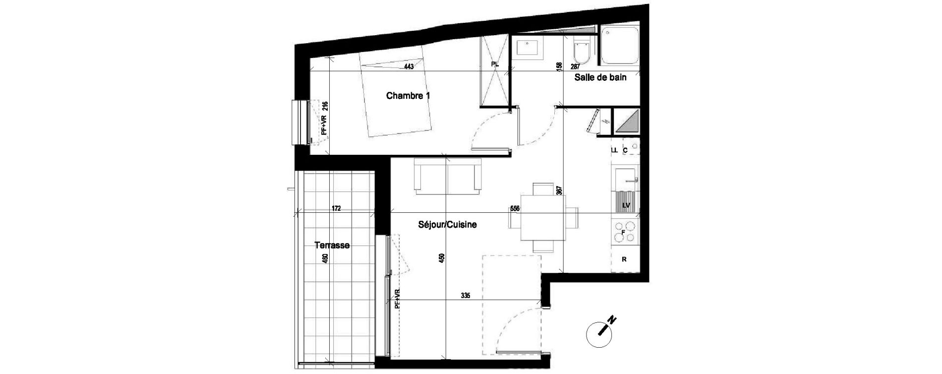 Appartement T2 de 38,70 m2 &agrave; Saint-Jory Centre