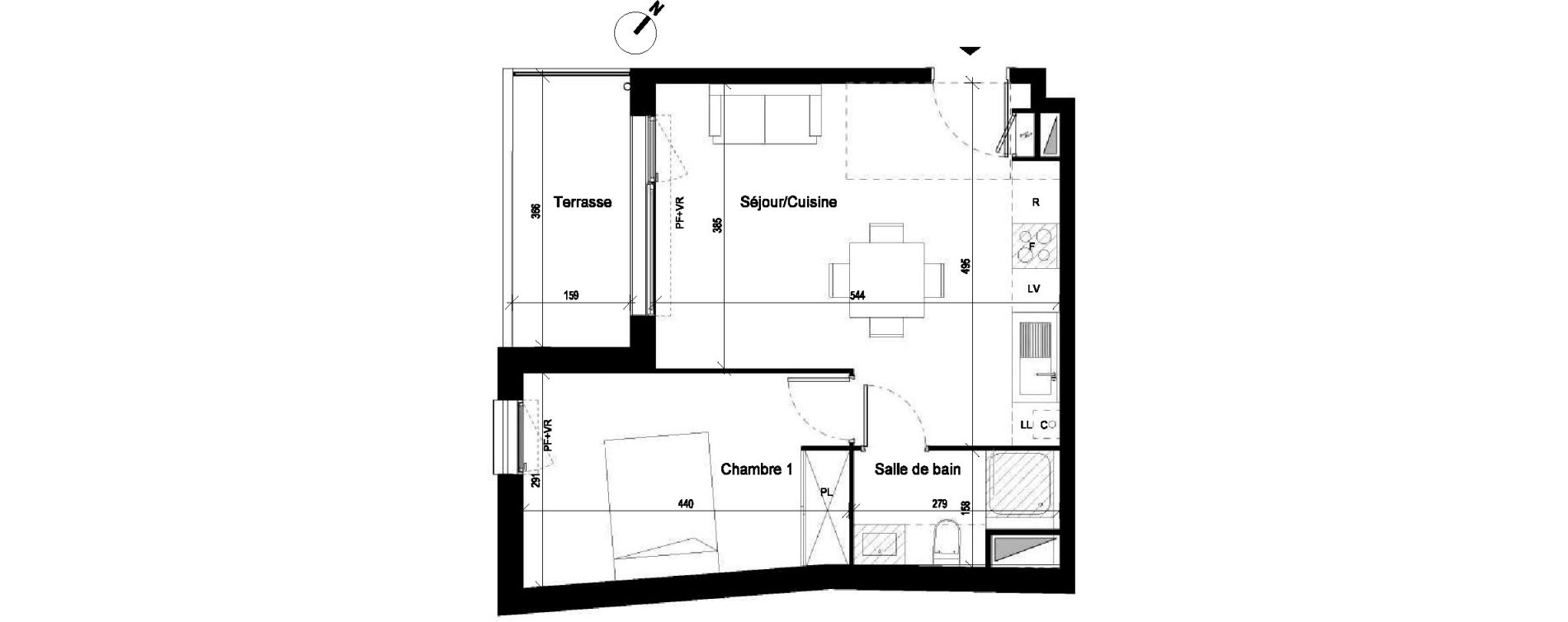 Appartement T2 de 39,11 m2 &agrave; Saint-Jory Centre