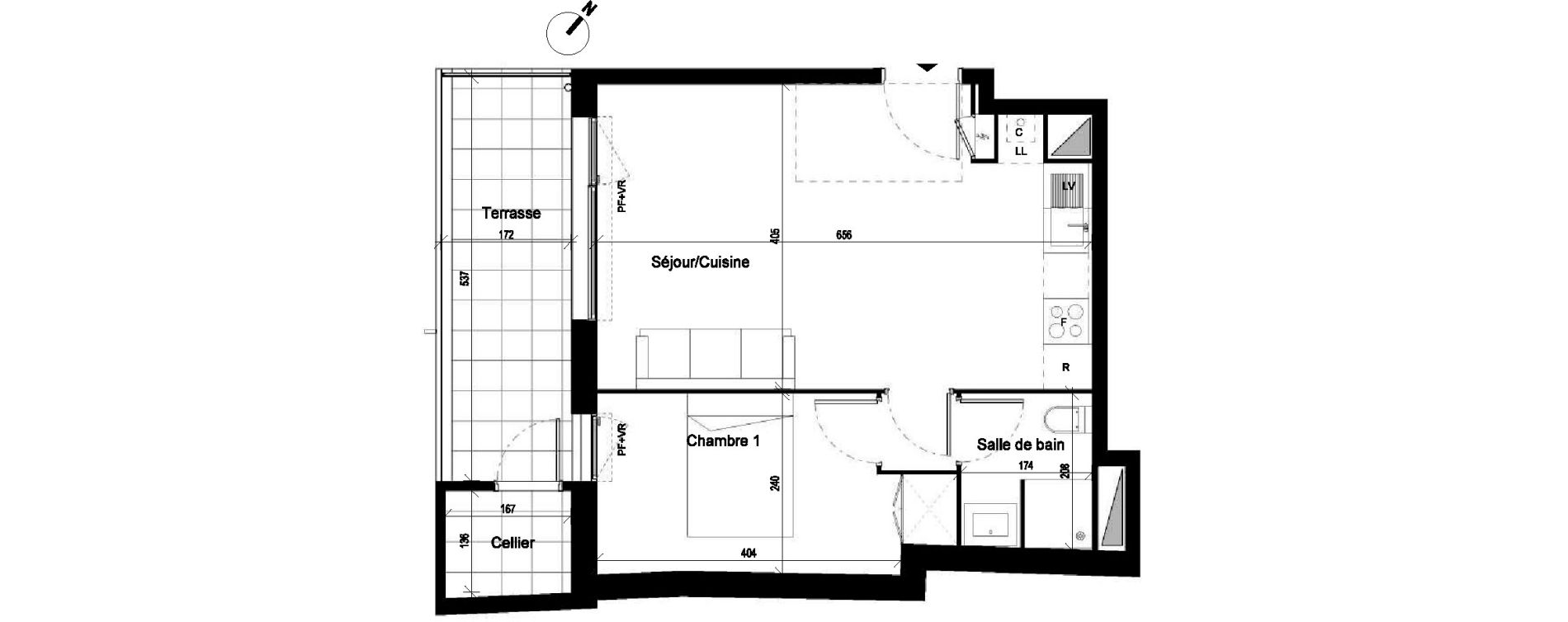 Appartement T2 de 39,76 m2 &agrave; Saint-Jory Centre