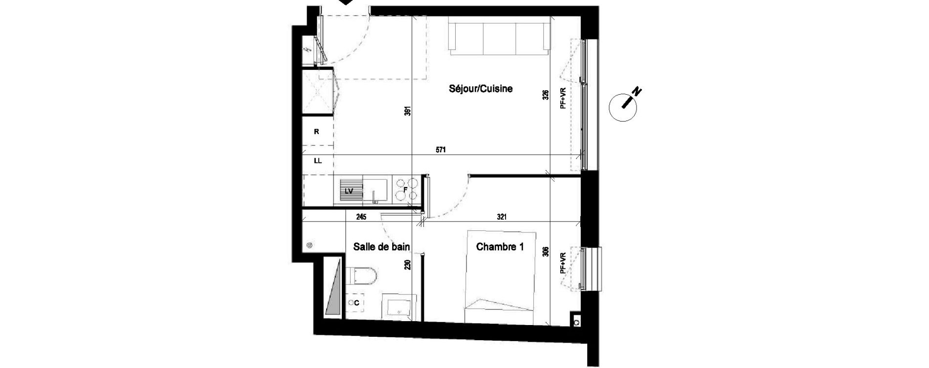 Appartement T2 de 33,77 m2 &agrave; Saint-Jory Centre