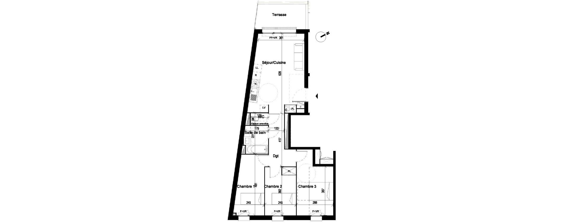Appartement T4 de 69,27 m2 &agrave; Saint-Jory Centre