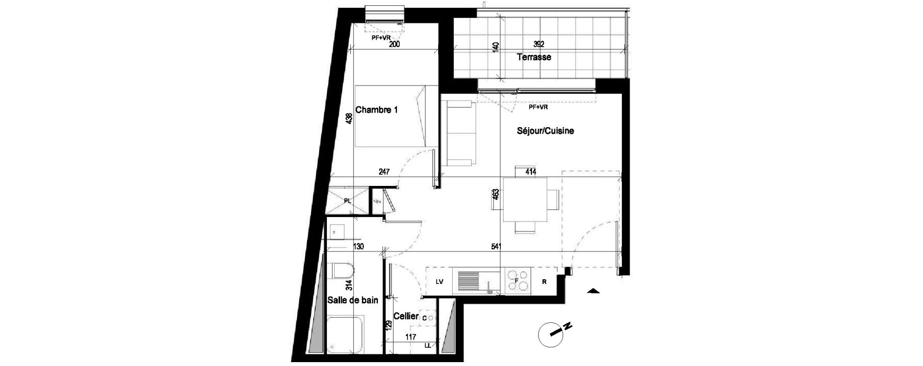 Appartement T2 de 35,91 m2 &agrave; Saint-Jory Centre