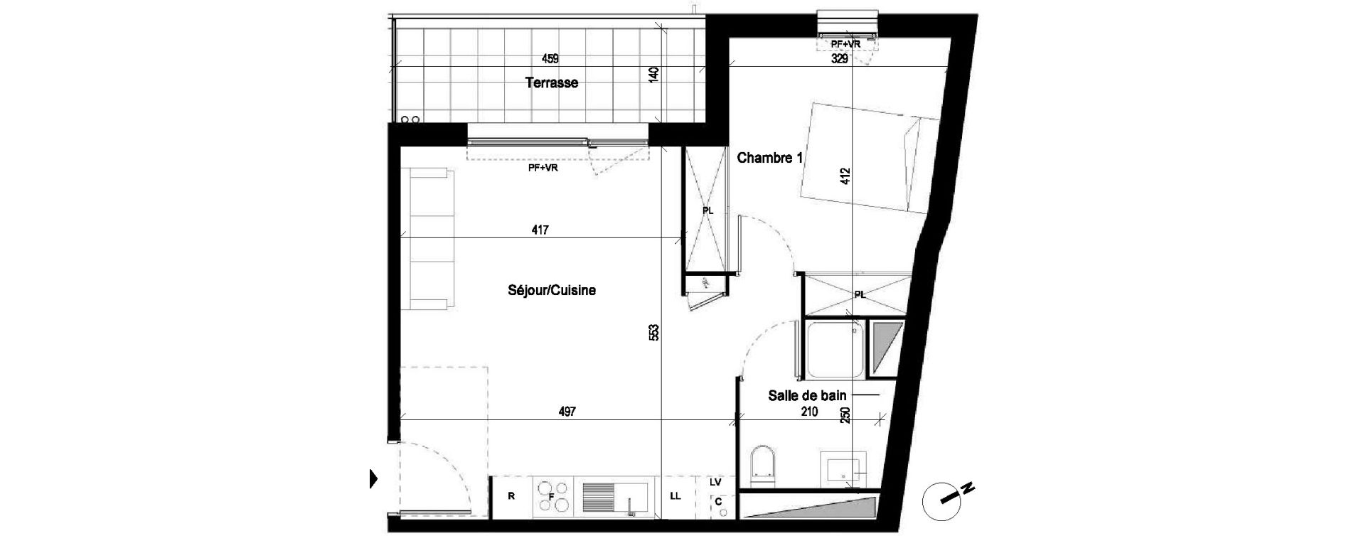 Appartement T2 de 44,28 m2 &agrave; Saint-Jory Centre