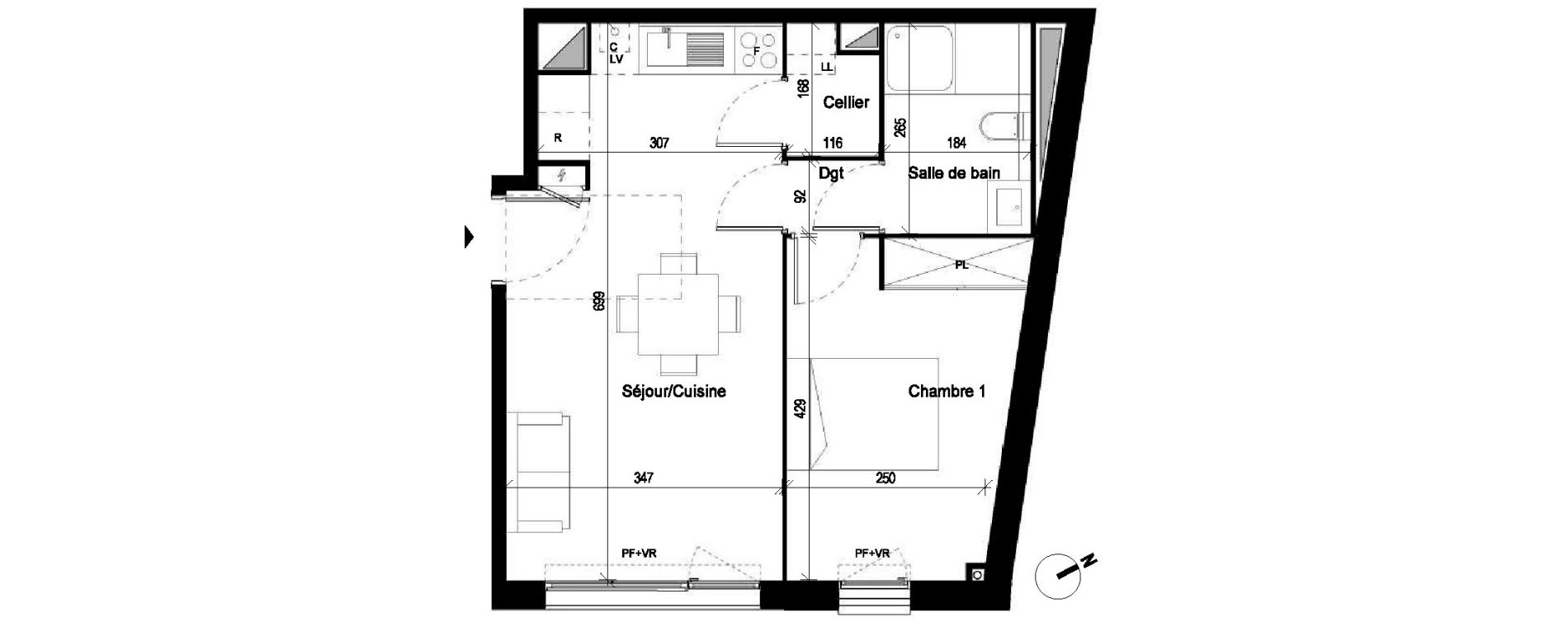 Appartement T2 de 42,31 m2 &agrave; Saint-Jory Centre