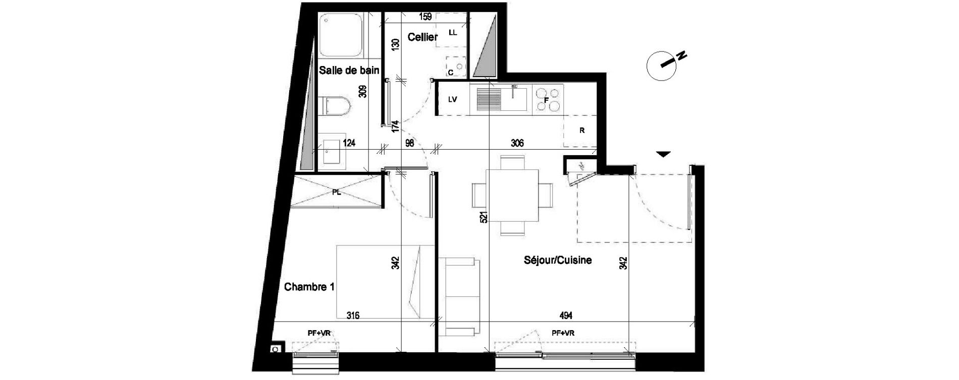Appartement T2 de 39,78 m2 &agrave; Saint-Jory Centre