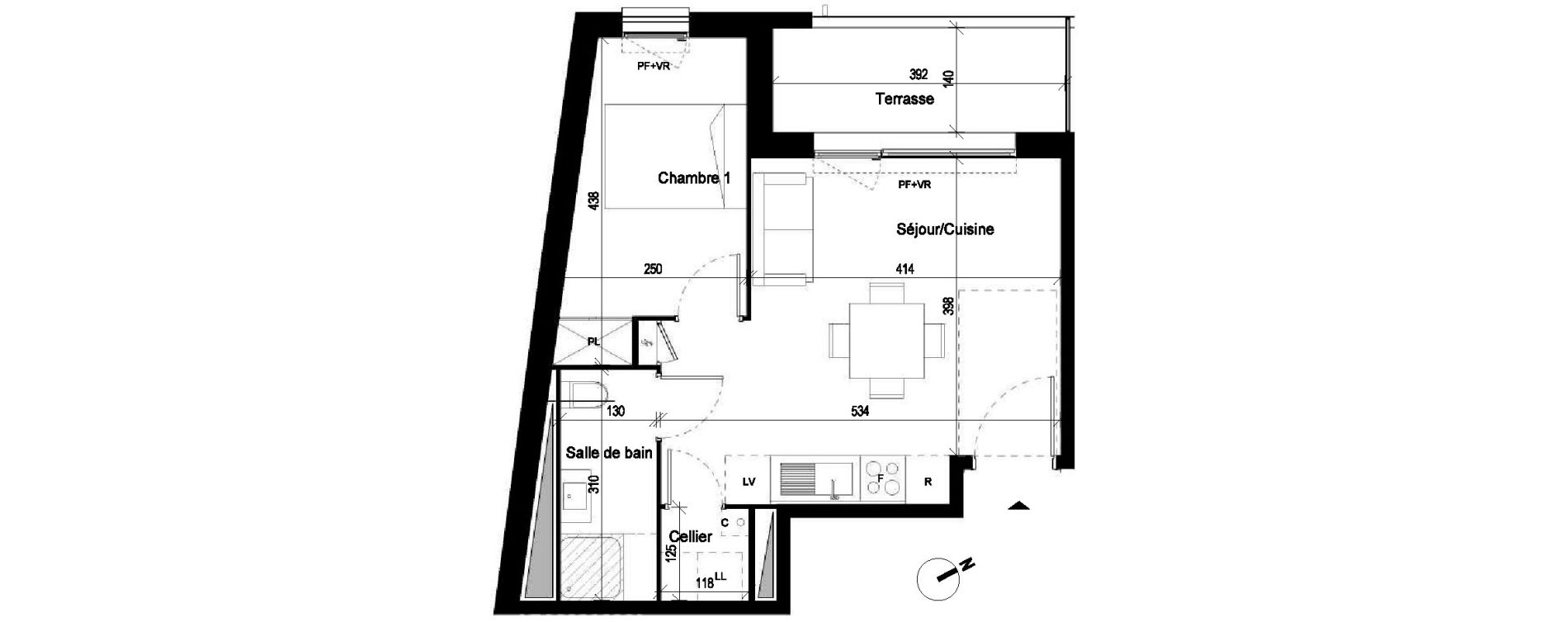 Appartement T2 de 35,71 m2 &agrave; Saint-Jory Centre