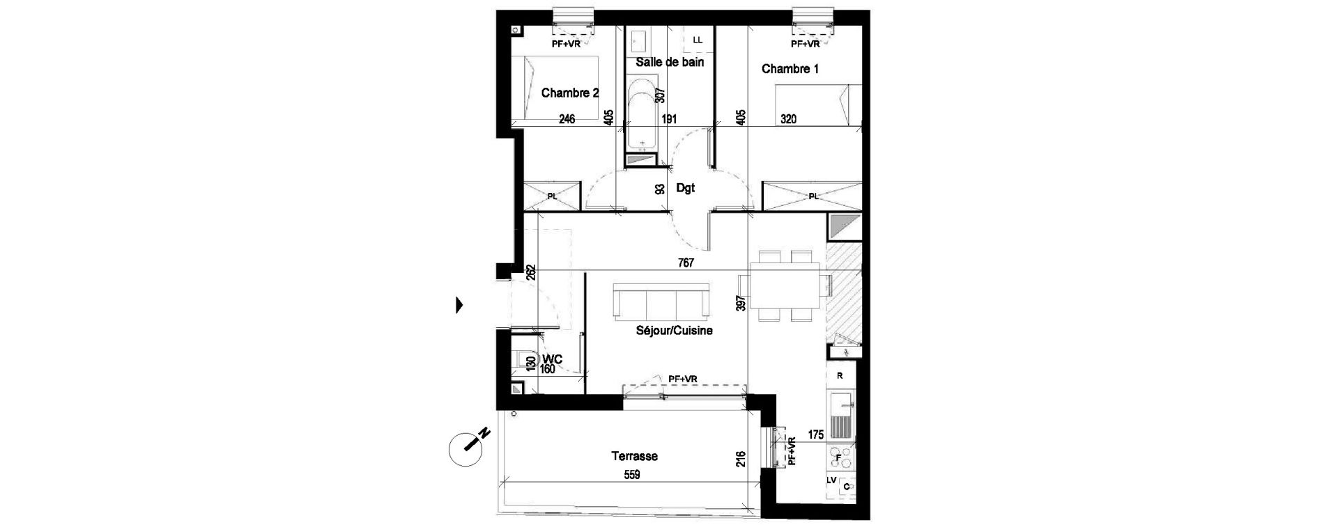 Appartement T3 de 62,74 m2 &agrave; Saint-Jory Centre