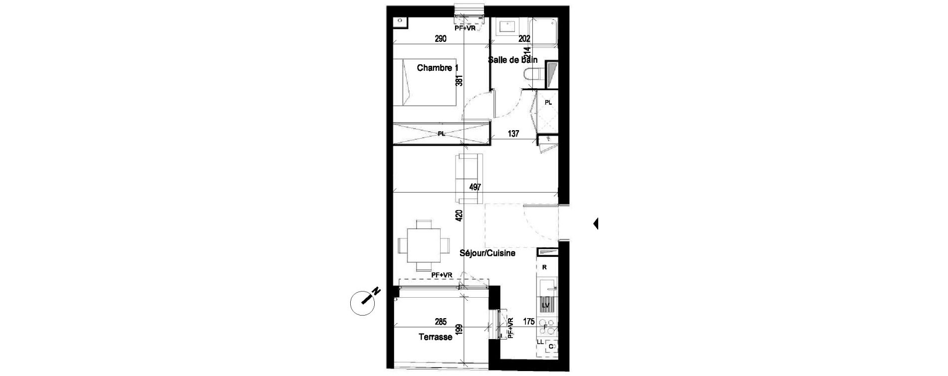 Appartement T2 de 42,57 m2 &agrave; Saint-Jory Centre
