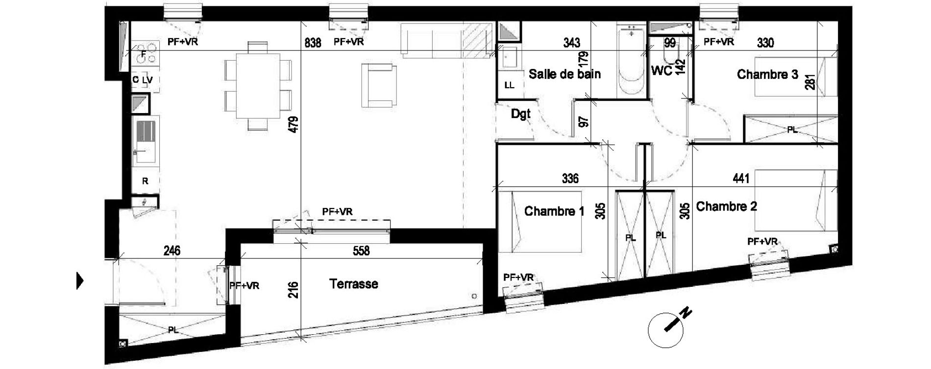 Appartement T4 de 90,00 m2 &agrave; Saint-Jory Centre