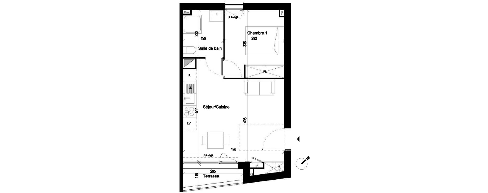 Appartement T2 de 36,82 m2 &agrave; Saint-Jory Centre