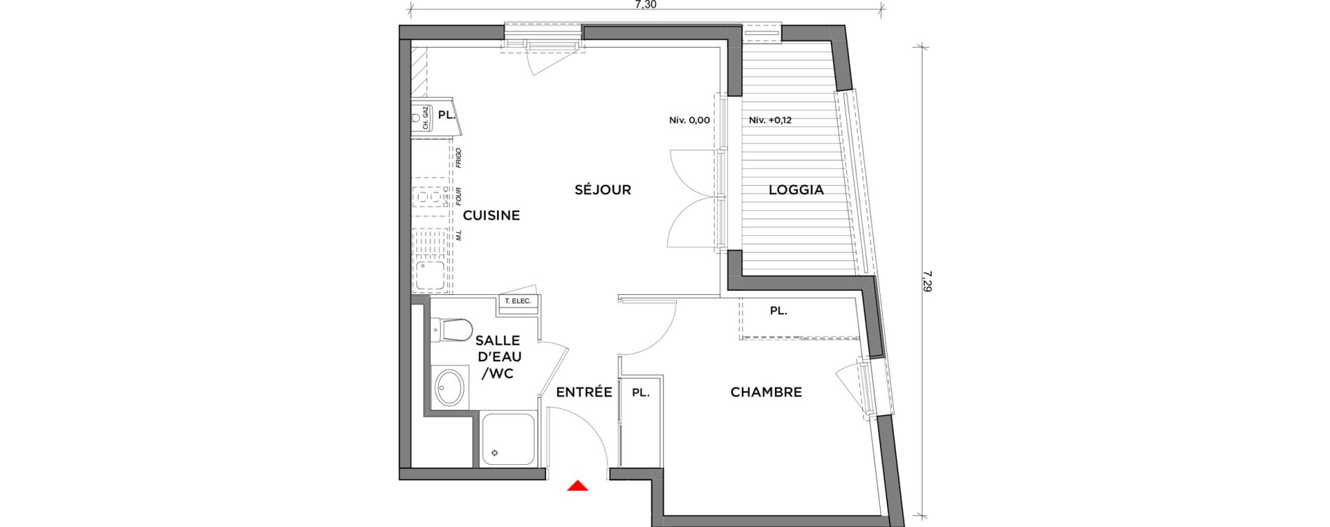 Appartement T2 de 37,45 m2 &agrave; Saint-Jory Centre