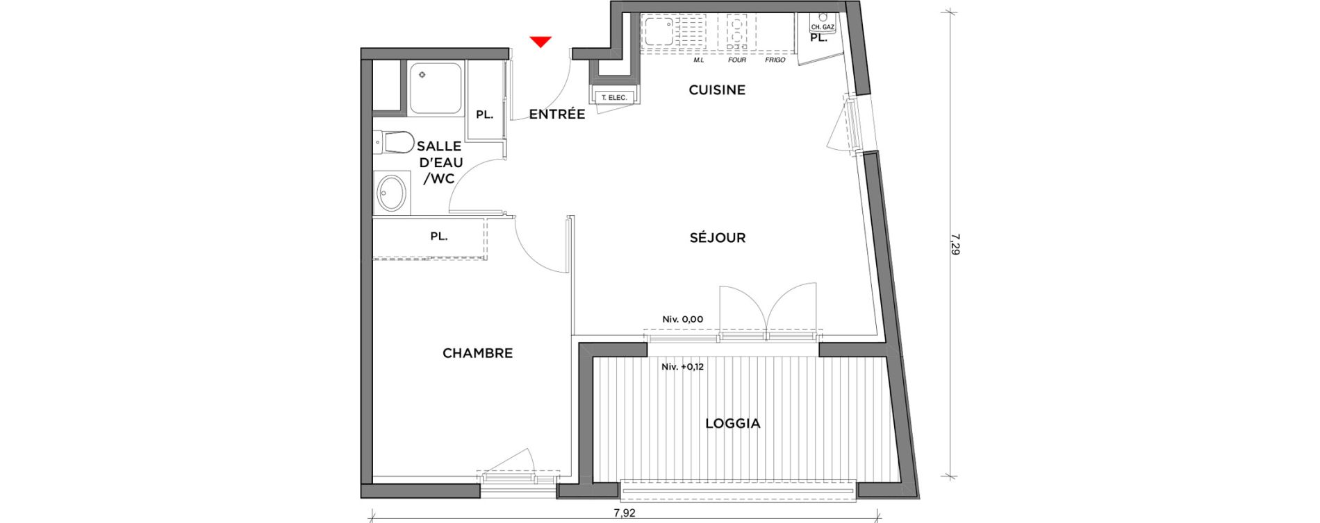 Appartement T2 de 40,82 m2 &agrave; Saint-Jory Centre
