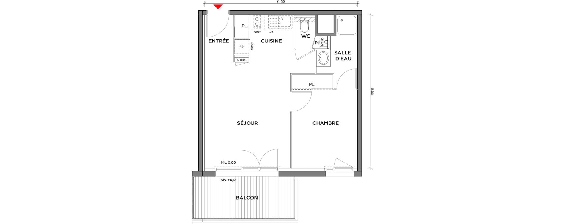 Appartement T2 de 40,51 m2 &agrave; Saint-Jory Centre