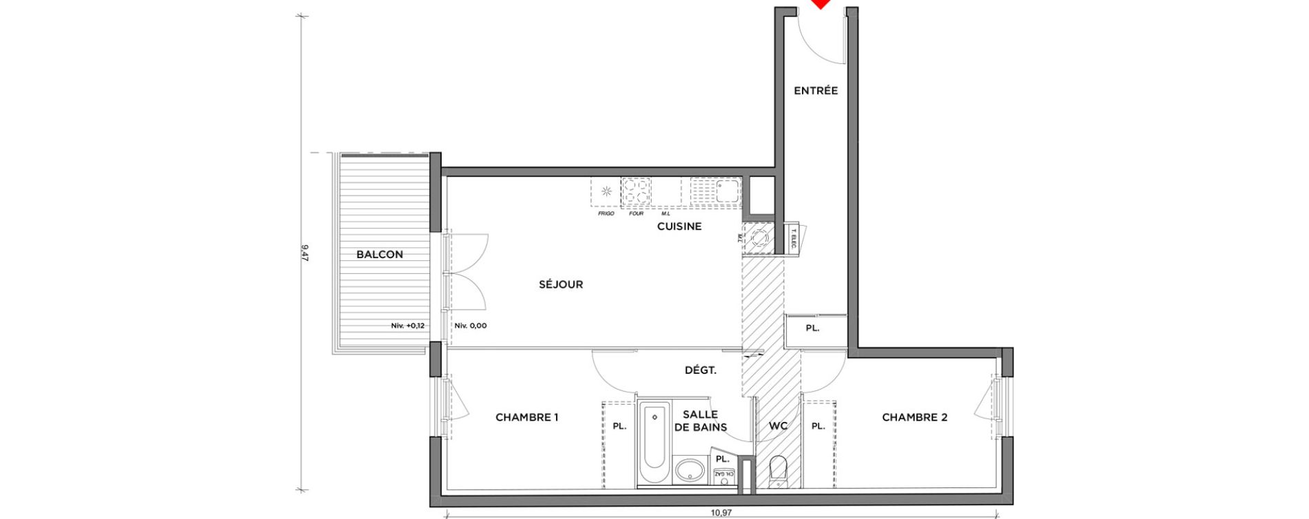 Appartement T3 de 59,11 m2 &agrave; Saint-Jory Centre