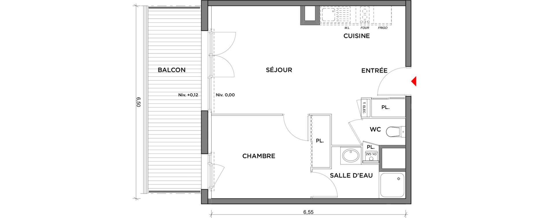 Appartement T2 de 40,30 m2 &agrave; Saint-Jory Centre