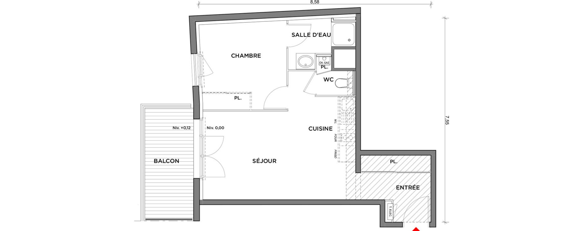 Appartement T2 de 41,35 m2 &agrave; Saint-Jory Centre