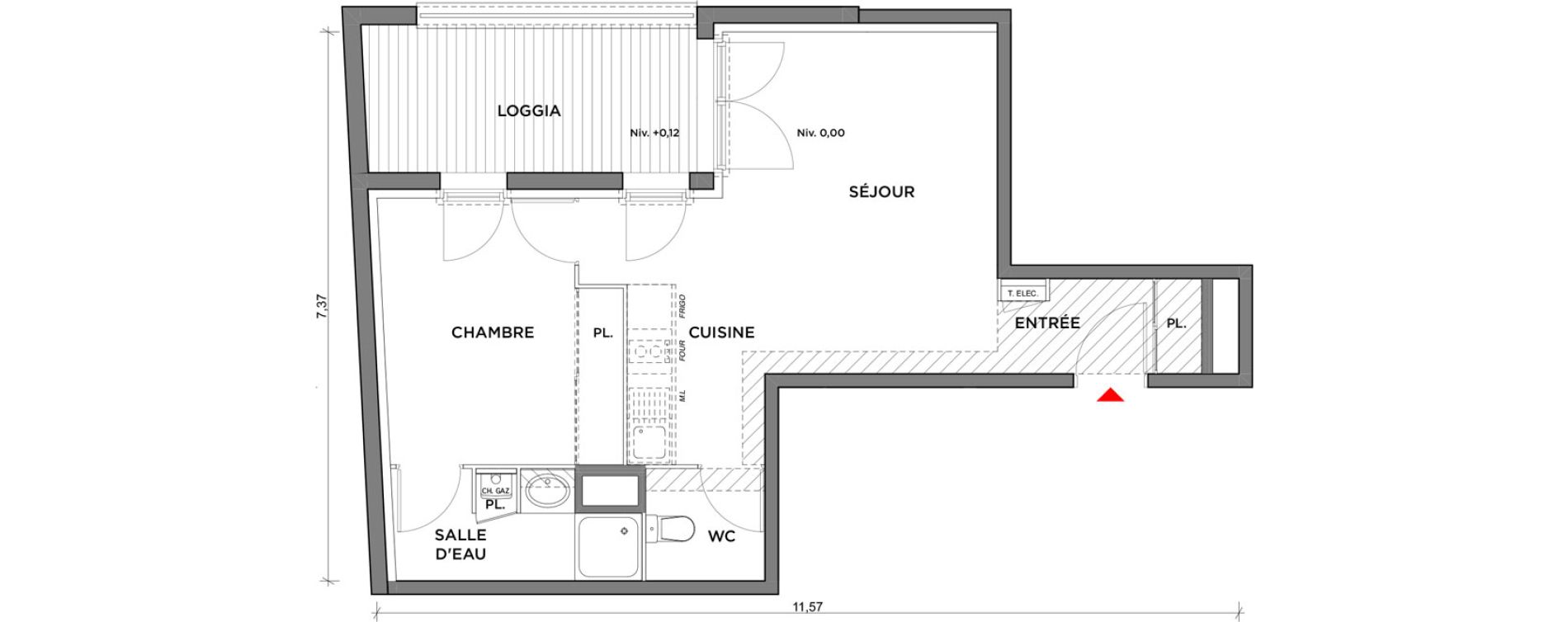 Appartement T2 de 43,60 m2 &agrave; Saint-Jory Centre