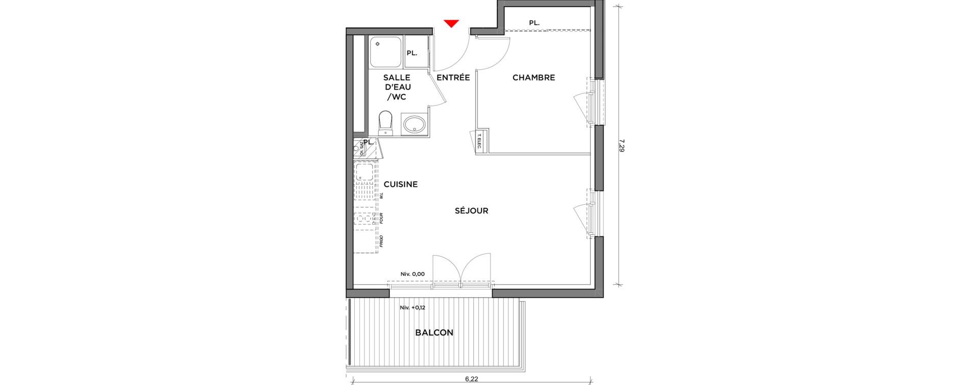 Appartement T2 de 40,37 m2 &agrave; Saint-Jory Centre