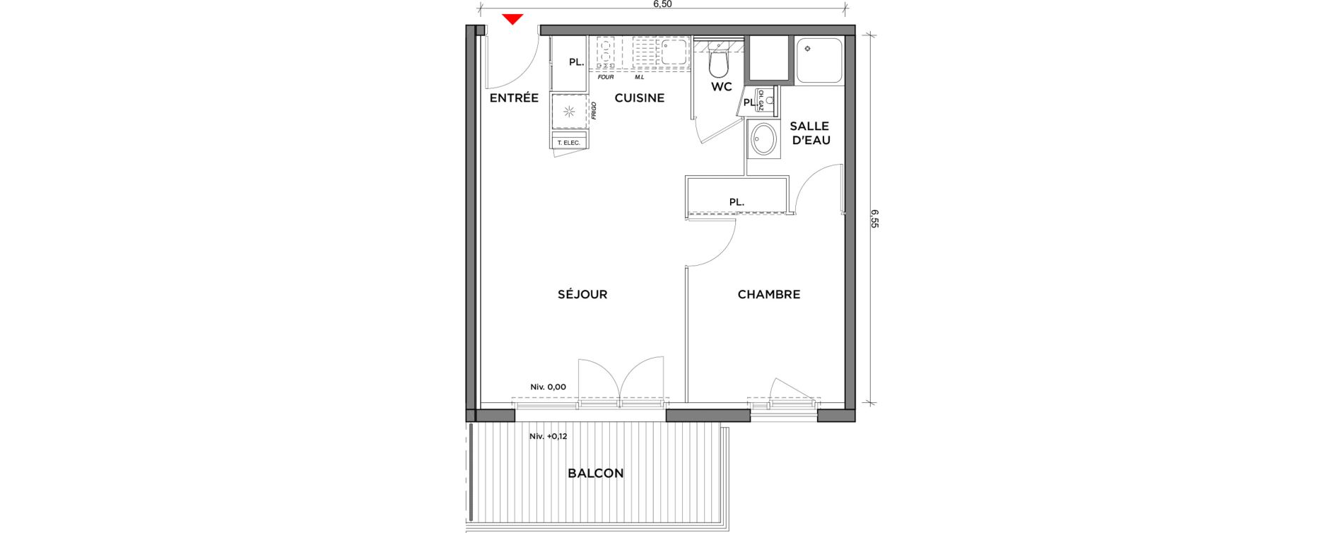 Appartement T2 de 40,51 m2 &agrave; Saint-Jory Centre