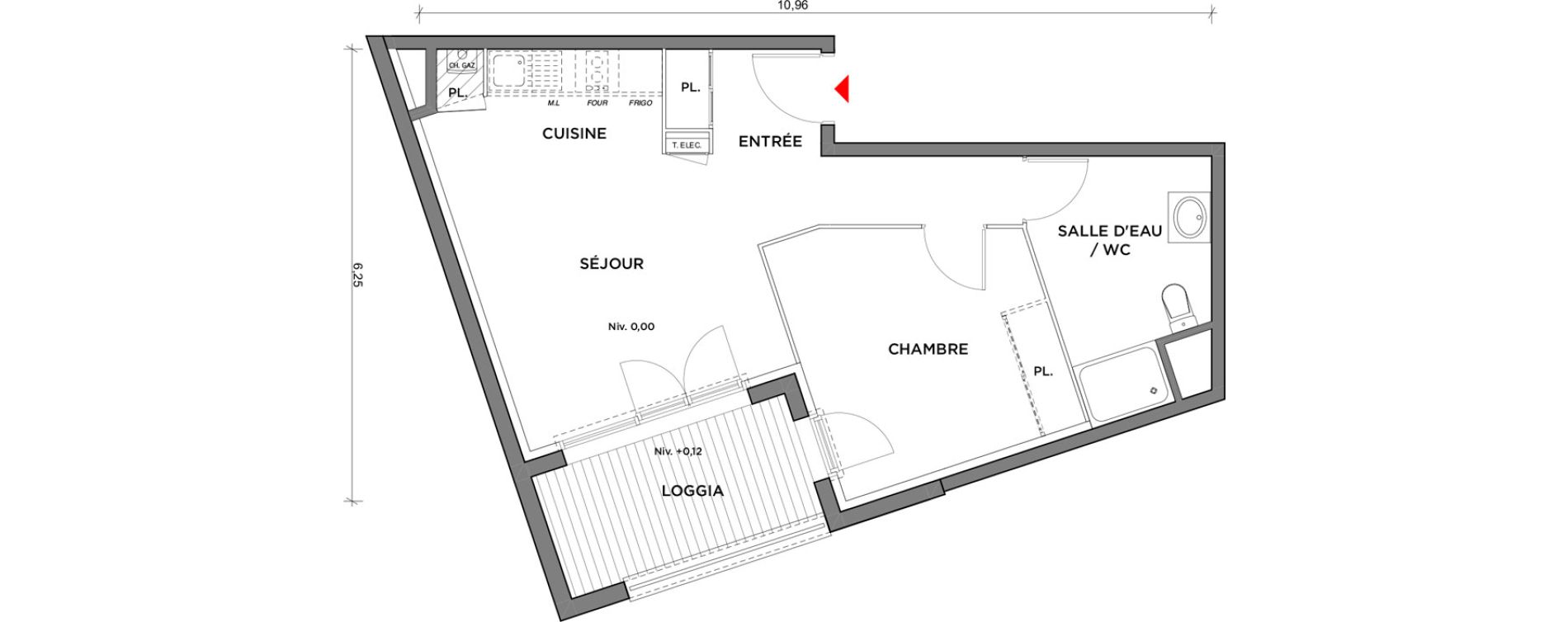 Appartement T2 de 44,64 m2 &agrave; Saint-Jory Centre