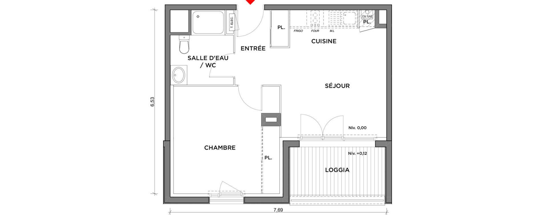 Appartement T2 de 39,87 m2 &agrave; Saint-Jory Centre