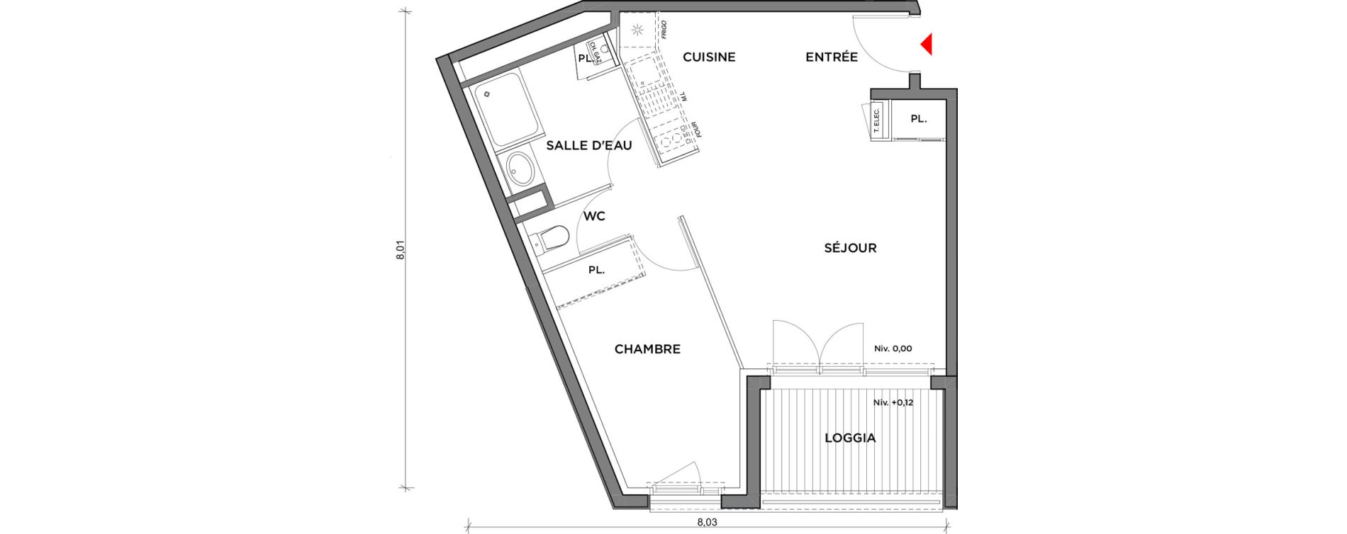 Appartement T2 de 43,97 m2 &agrave; Saint-Jory Centre