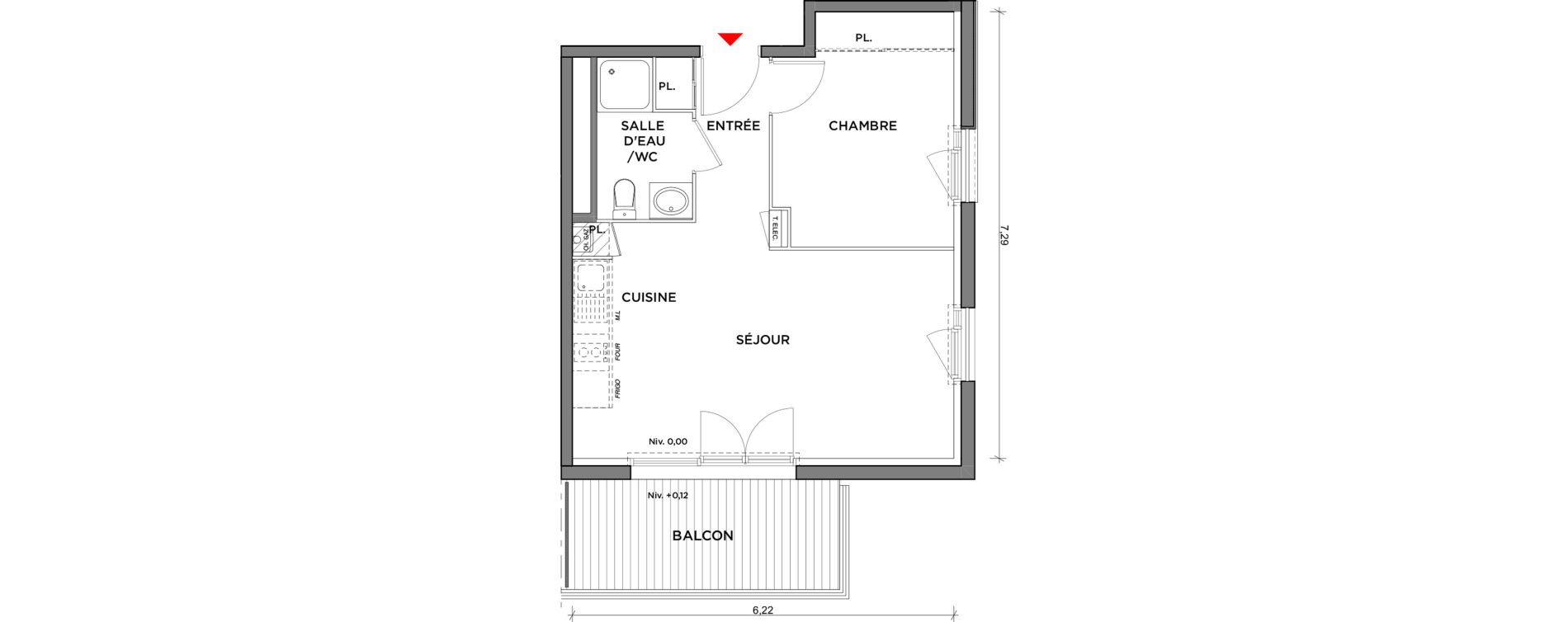 Appartement T2 de 40,37 m2 &agrave; Saint-Jory Centre