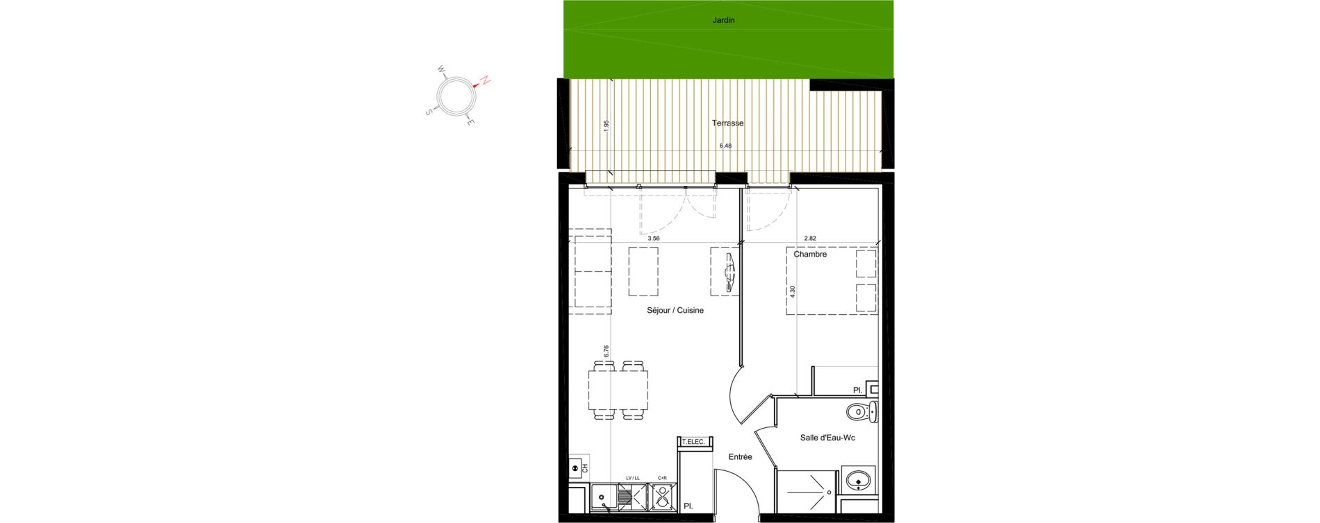 Appartement T2 de 42,03 m2 &agrave; Saint-Jory Centre
