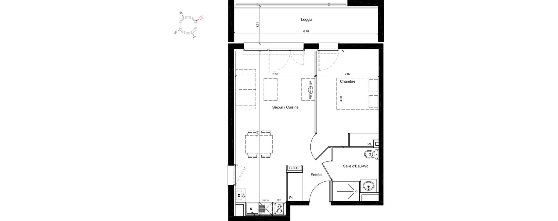 Appartement T2 de 43,57 m2 &agrave; Saint-Jory Centre