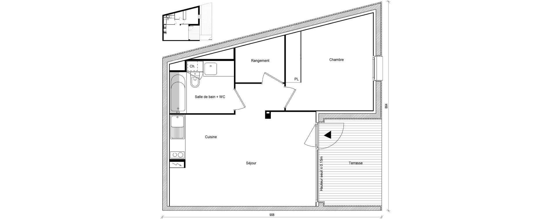 Appartement T2 de 47,25 m2 &agrave; Saint-Jory Centre