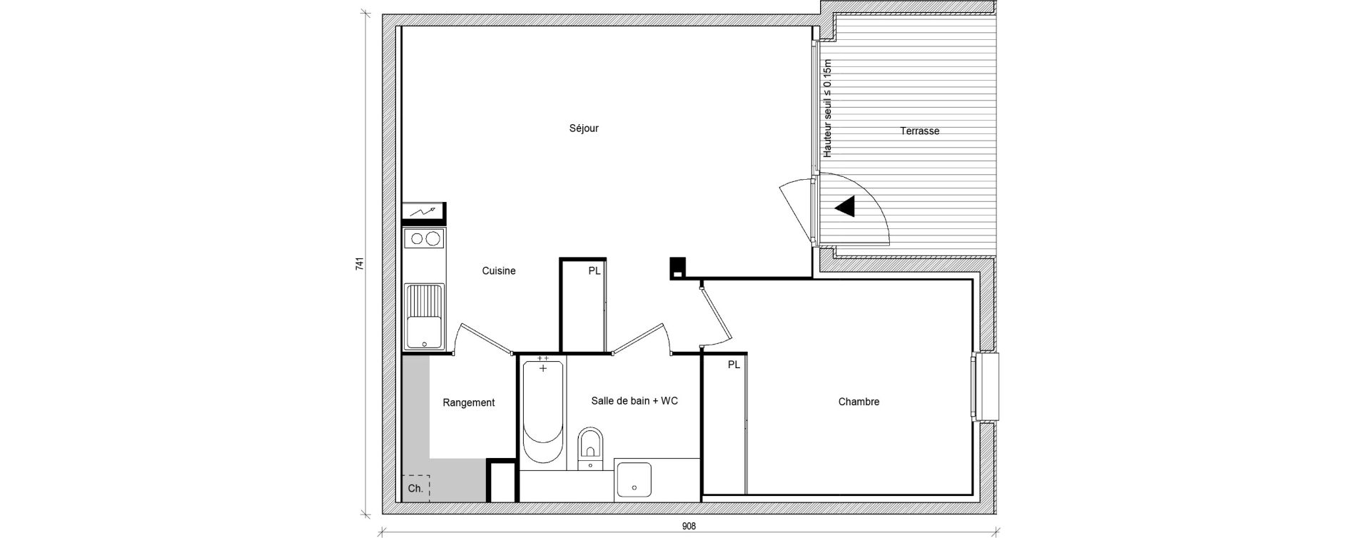 Appartement T2 de 48,68 m2 &agrave; Saint-Jory Centre