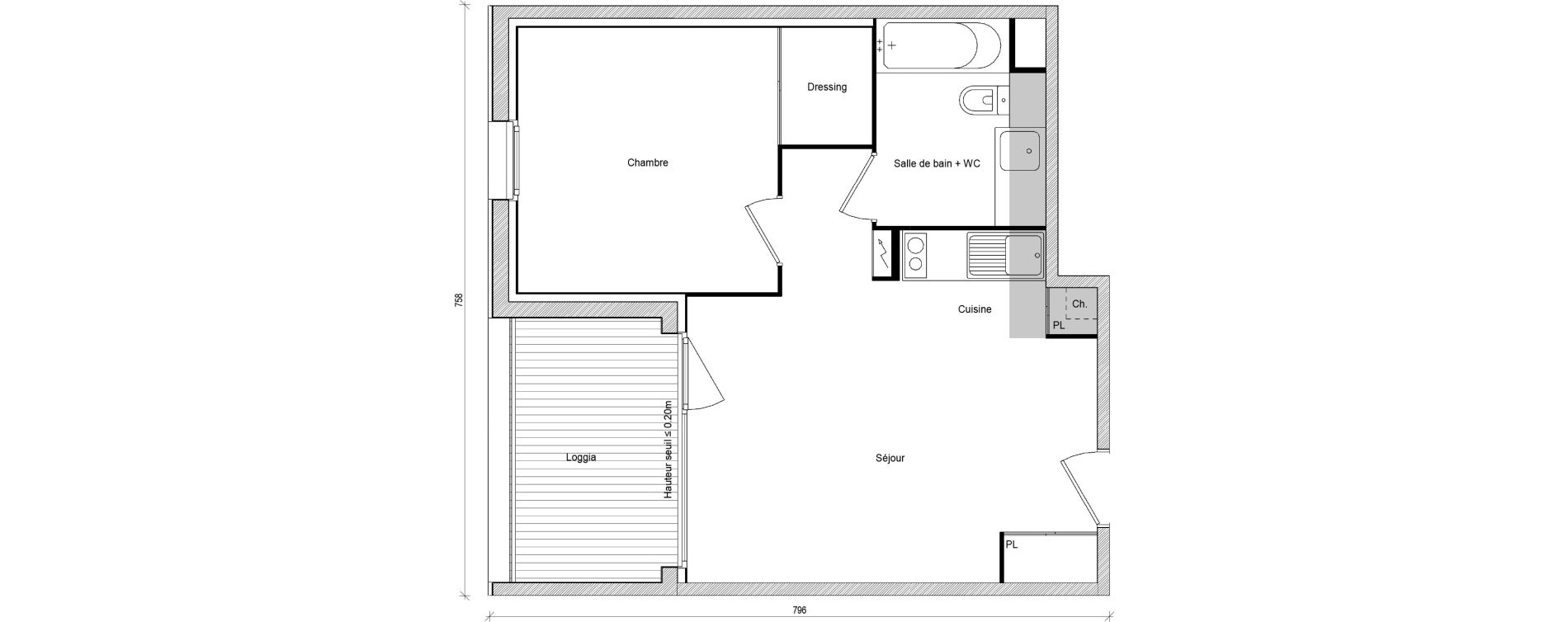 Appartement T2 de 41,90 m2 &agrave; Saint-Jory Centre