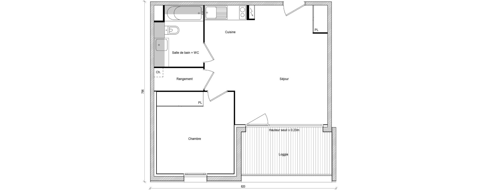 Appartement T2 de 46,29 m2 &agrave; Saint-Jory Centre