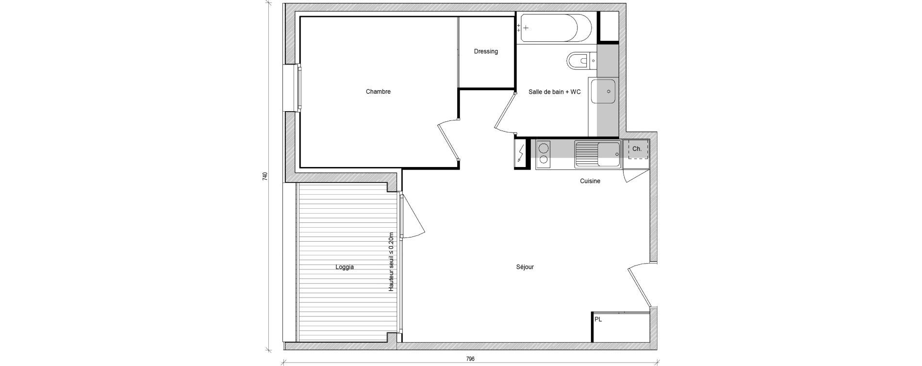 Appartement T2 de 40,95 m2 &agrave; Saint-Jory Centre
