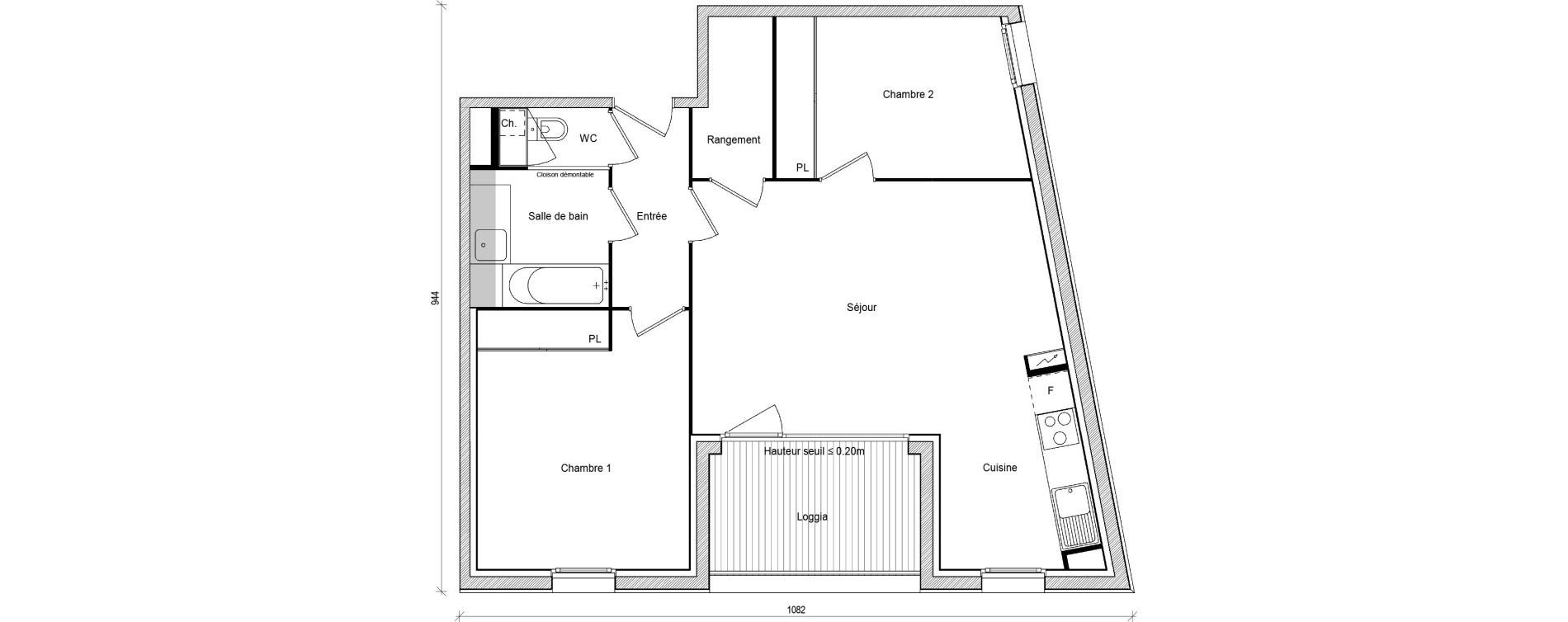 Appartement T3 de 66,42 m2 &agrave; Saint-Jory Centre