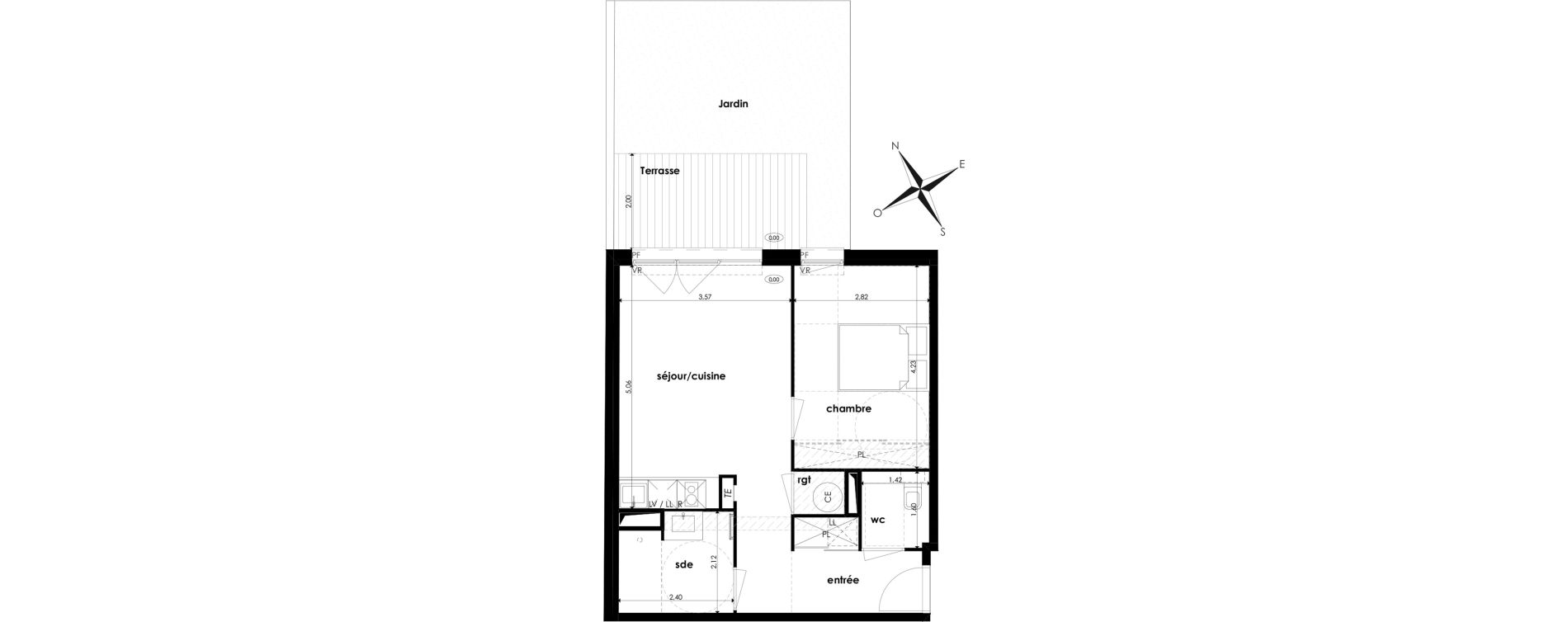 Appartement T2 de 45,04 m2 &agrave; Saint-Jory Centre