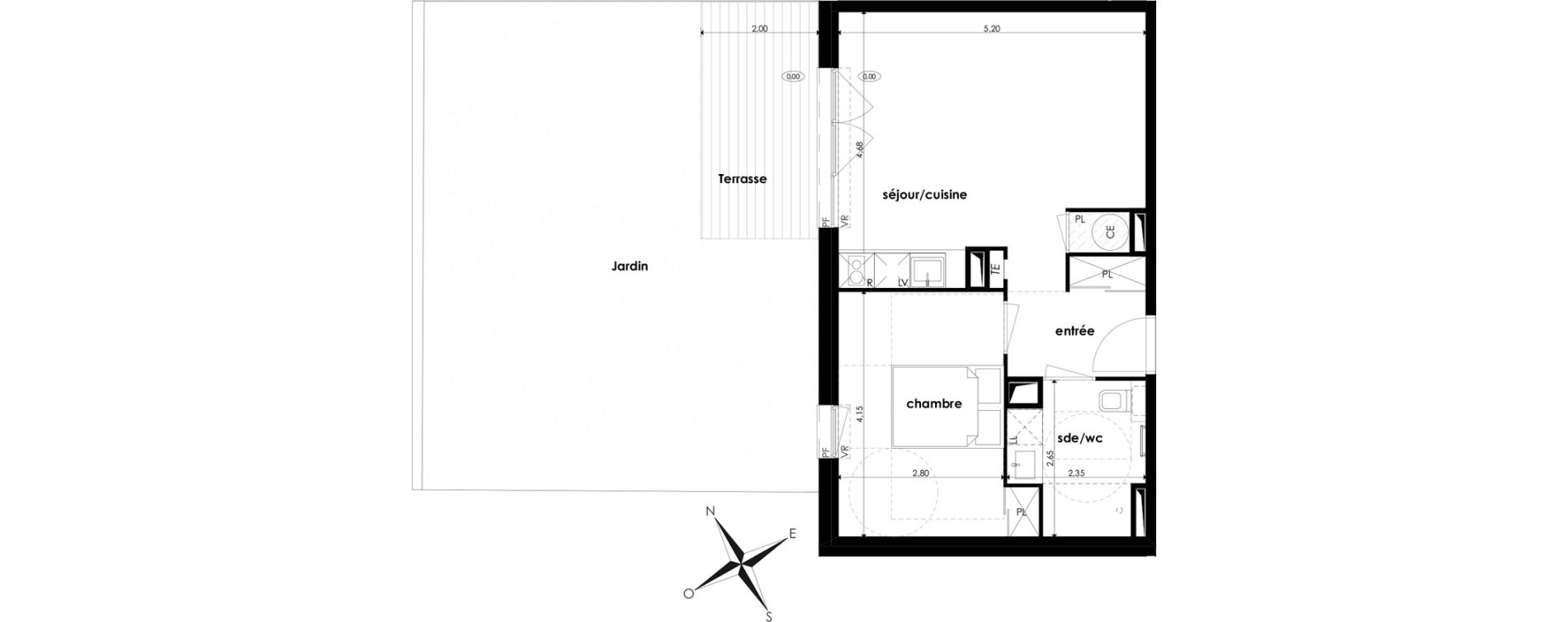 Appartement T2 de 44,72 m2 &agrave; Saint-Jory Centre