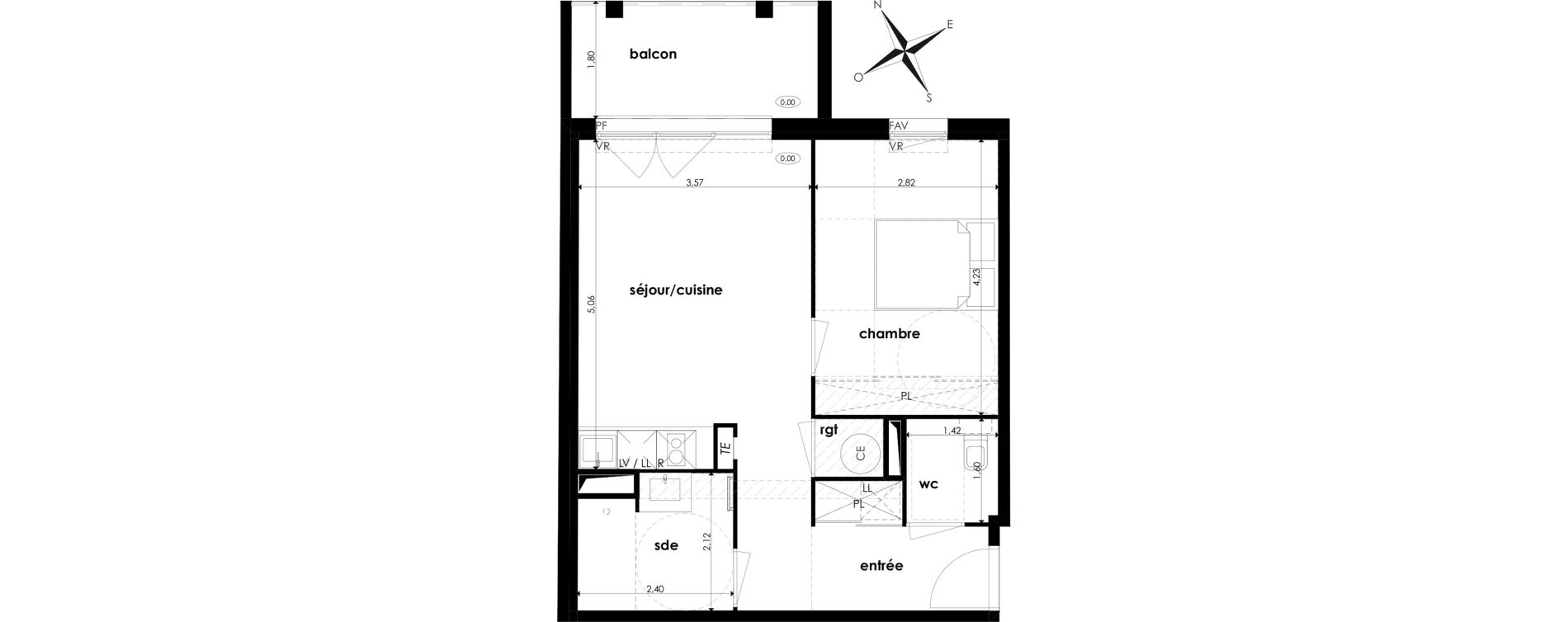 Appartement T2 de 45,04 m2 &agrave; Saint-Jory Centre