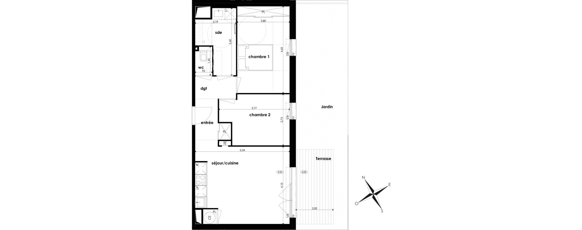 Appartement T3 de 56,63 m2 &agrave; Saint-Jory Centre
