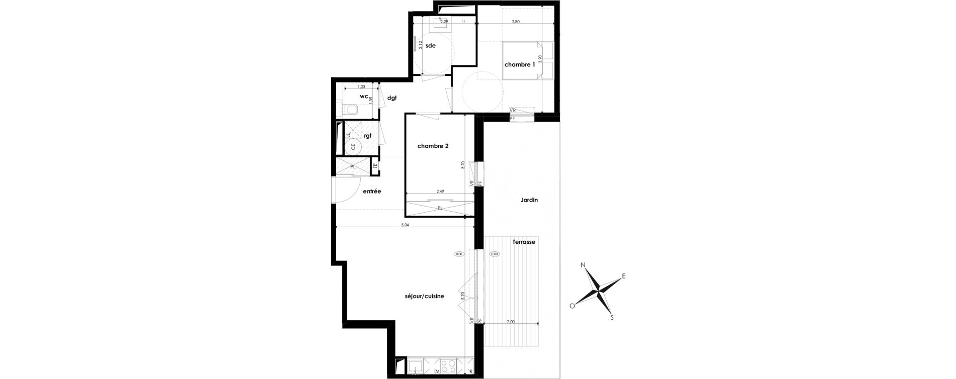 Appartement T3 de 63,60 m2 &agrave; Saint-Jory Centre